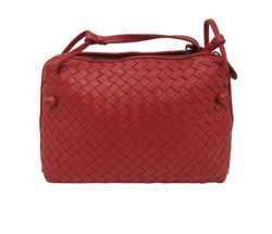 Crossbody, Intrecciato, Piel, Rojo, 4